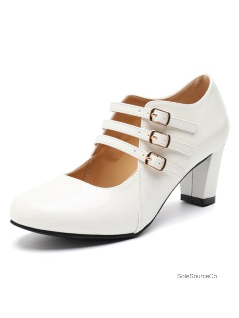 Women's Mary Jane Pumps Low Block Chunky Heels Closed Round Toe Dress Wedding